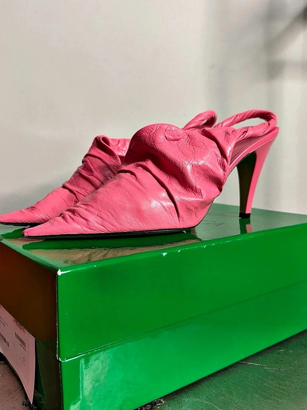 BOTTEGA VENETA The Point Leather Slingback Pump Pink